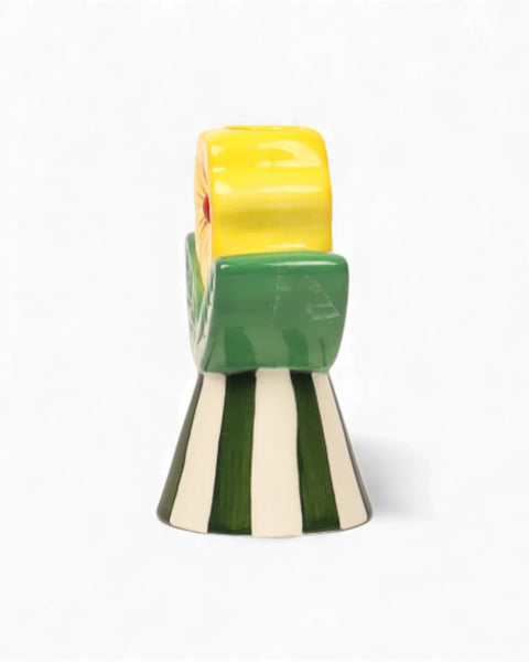 Retro Folk Stoneware Candle Holder | La La Land
