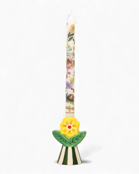Retro Folk Stoneware Candle Holder | La La Land