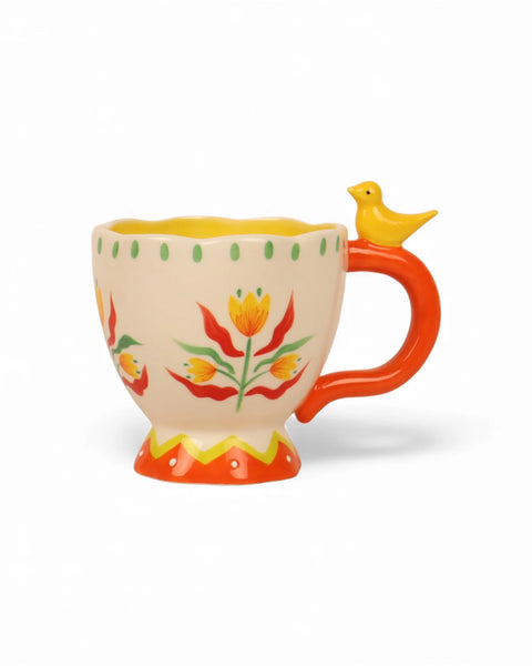 Retro Folk Stoneware Hand Painted Mug | La La Land