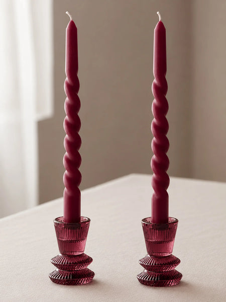 Spiral Taper Candle Merlot Red | La La Land