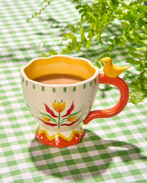 Retro Folk Stoneware Hand Painted Mug | La La Land
