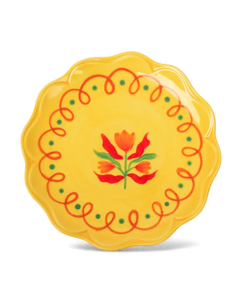 Retro Folk Stoneware Hand Painted Plate | La La Land