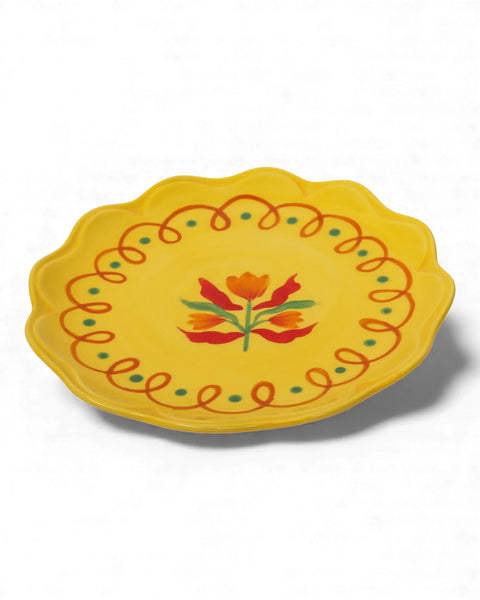 Retro Folk Stoneware Hand Painted Plate | La La Land