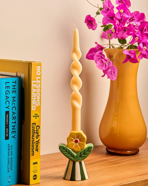 Retro Folk Stoneware Candle Holder | La La Land