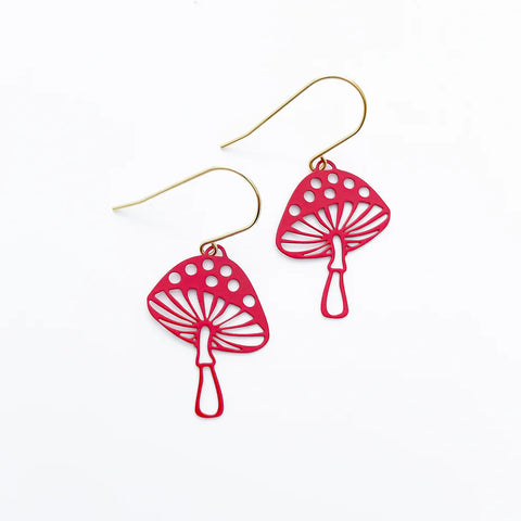 Mini Toadstool earrings in Red | Denzandco