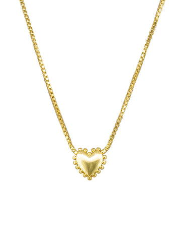 Gold Small Ball Edged Heart Necklace | Tiger Tree
