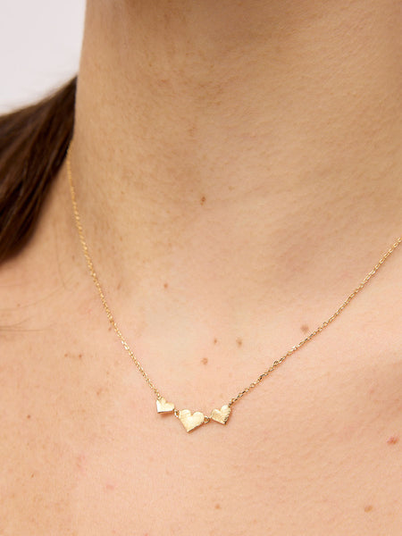 Gold Hearts in Three Necklace | Tiger Tree