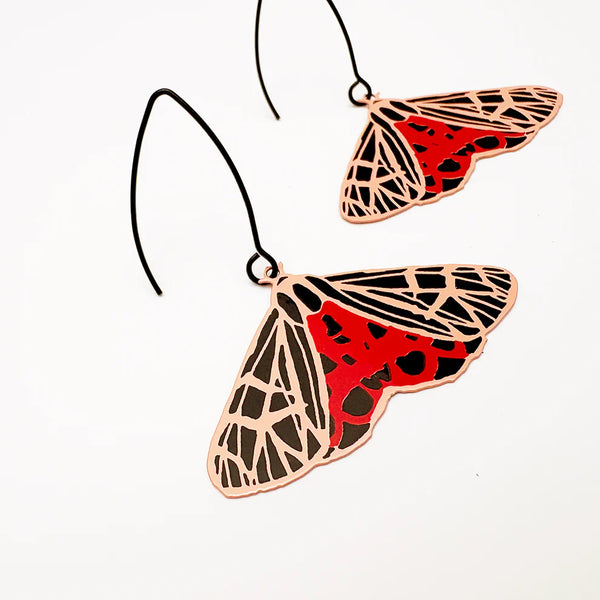 Midi Moth earrings in Ornate Tiger | Denzandco