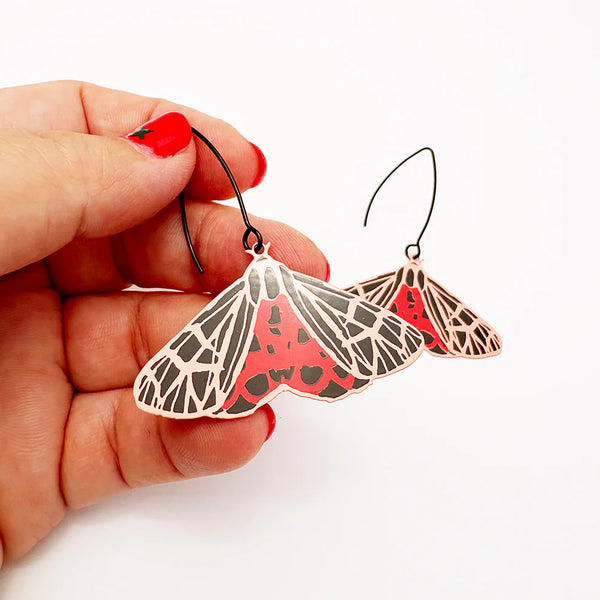 Midi Moth earrings in Ornate Tiger | Denzandco