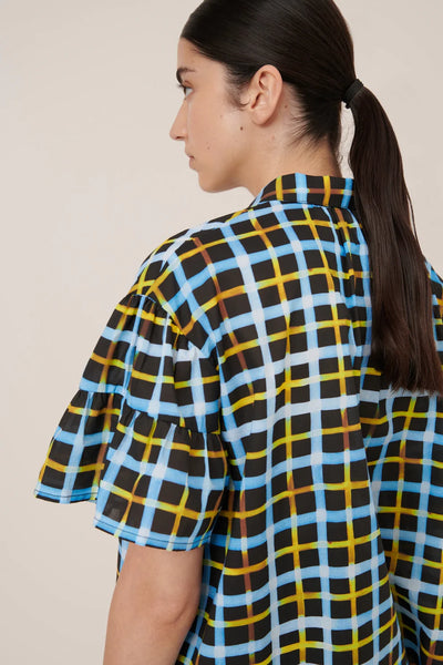 Painterly Blouse - Neon Tartan | Kowtow