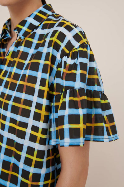 Painterly Blouse - Neon Tartan | Kowtow