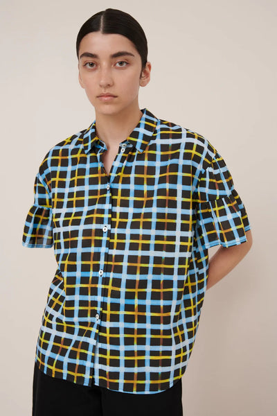 Painterly Blouse - Neon Tartan | Kowtow