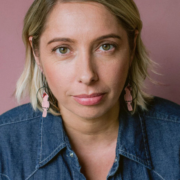 Pink Cockatoo earrings in Black/Pink/Red | Denzandco