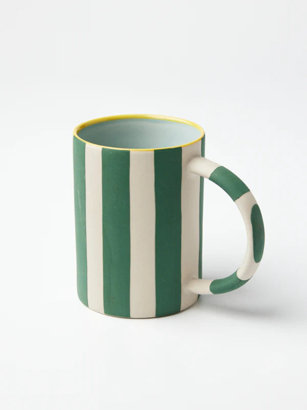 HAPPY STRIPE GREEN MUG | Jones and Co