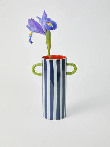 GRIFFE BLUE STRIPE TALL VASE | Jones and Co.