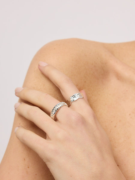 Silver Textured Cuff Ring | Tiger Tree