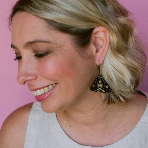 Midi Moth earrings in Sheep Moth | Denzandco
