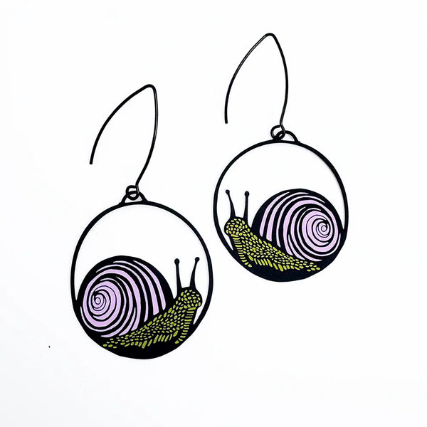 Snail earrings in Black, Pink & Lime | Denzandco