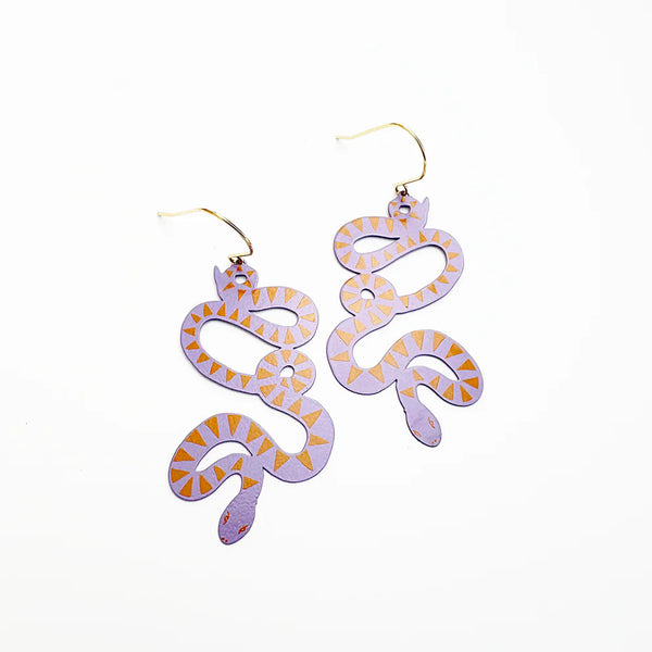 Snake earrings in Lilac/Rust | Denzandco
