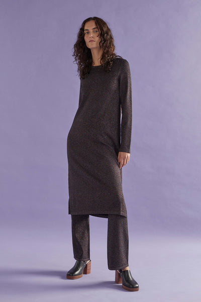 GALAXY KNIT DRESS | Elk The Label | BLACK MULTI METALLIC