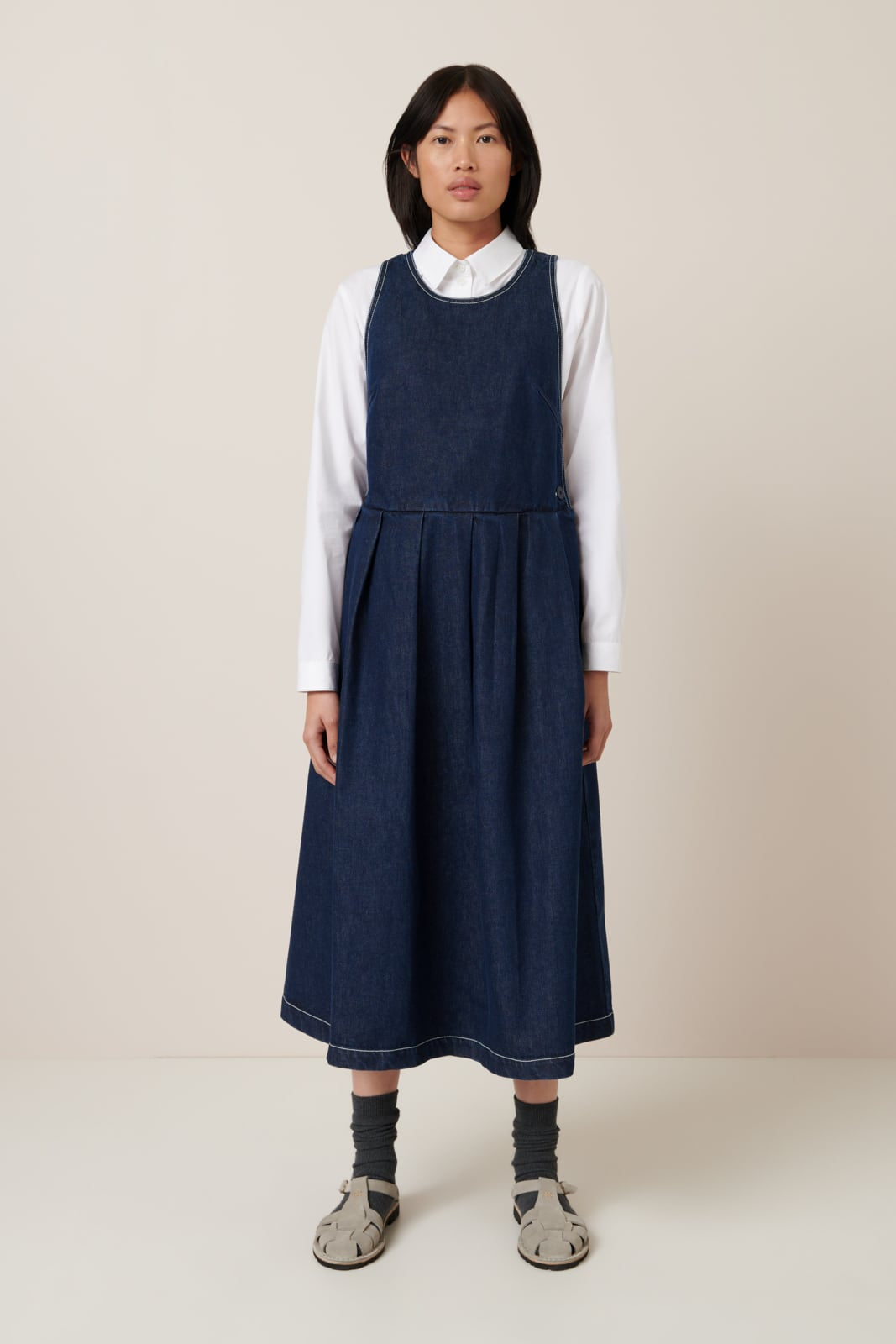 APRON DRESS | Kowtow | Indigo Denim