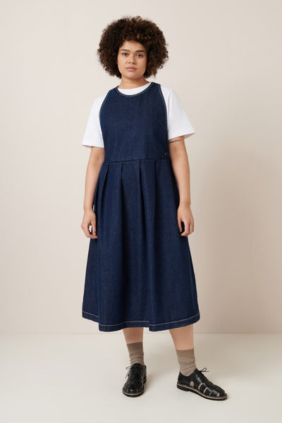 APRON DRESS | Kowtow | Indigo Denim