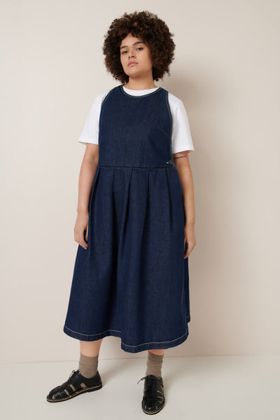 APRON DRESS | Kowtow | Indigo Denim