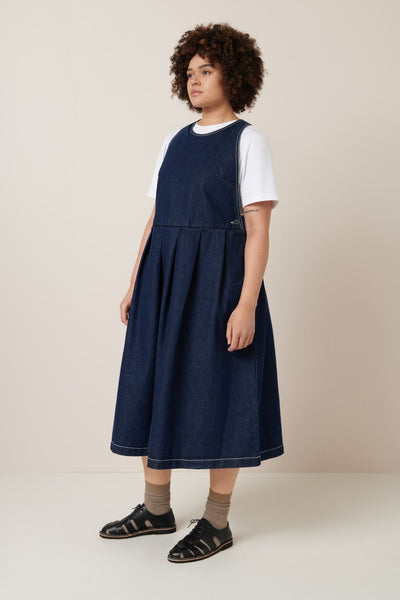 APRON DRESS | Kowtow | Indigo Denim