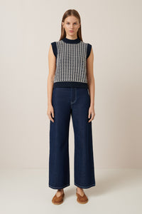GRID VEST | Kowtow | Navy Grid