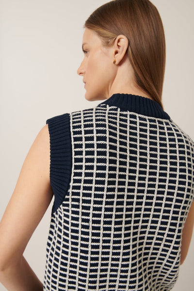 GRID VEST | Kowtow | Navy Grid