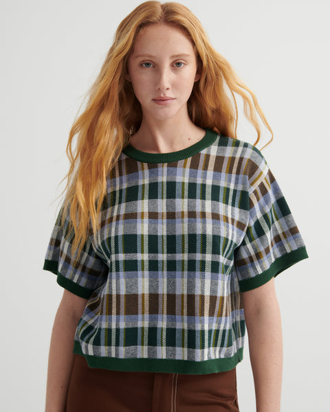 CHEQUERED TEE - FOREST | Kowtow