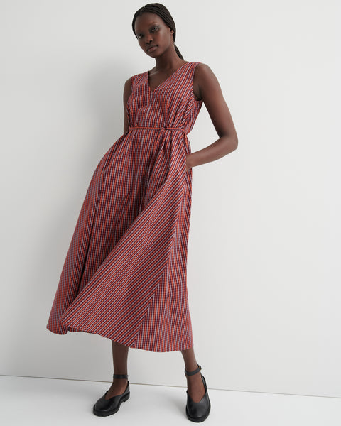 Belle Dress - Maroon Check | Kowtow