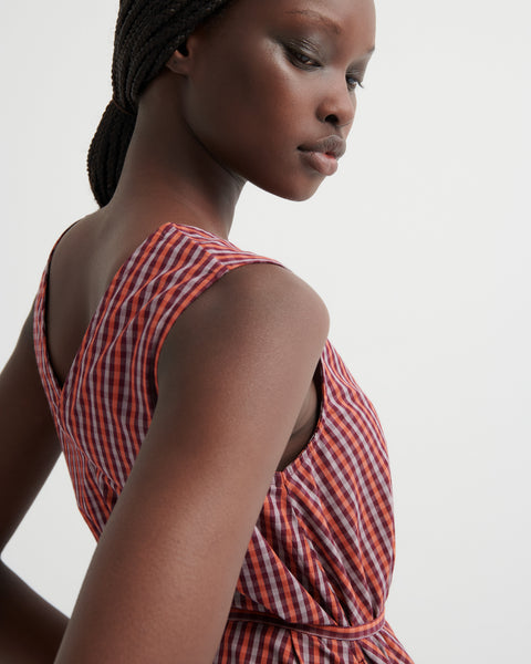 Belle Dress - Maroon Check | Kowtow
