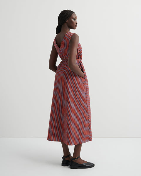 Belle Dress - Maroon Check | Kowtow