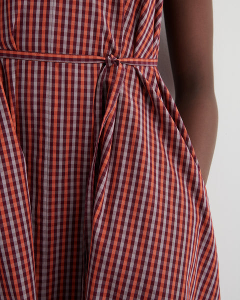 Belle Dress - Maroon Check | Kowtow