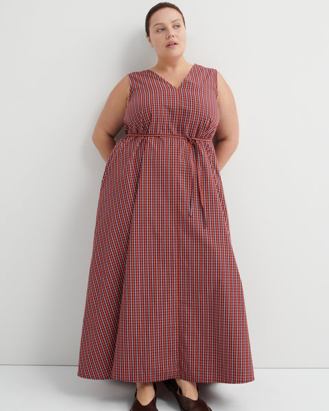 Belle Dress - Maroon Check | Kowtow