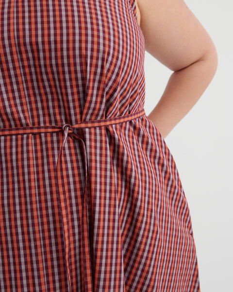 Belle Dress - Maroon Check | Kowtow