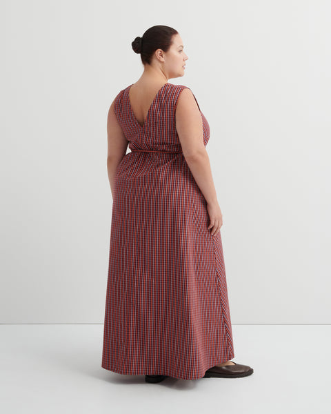 Belle Dress - Maroon Check | Kowtow