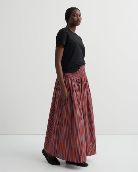 Weaver Skirt - Maroon Check | Kowtow