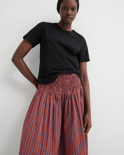 Weaver Skirt - Maroon Check | Kowtow