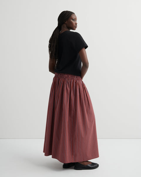 Weaver Skirt - Maroon Check | Kowtow