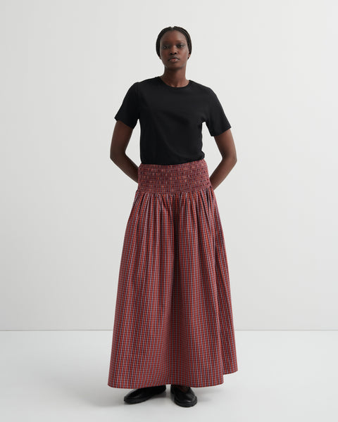 Weaver Skirt - Maroon Check | Kowtow
