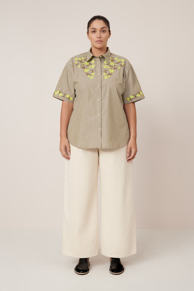 Wildflower Shirt - Treetop Stripe | Kowtow