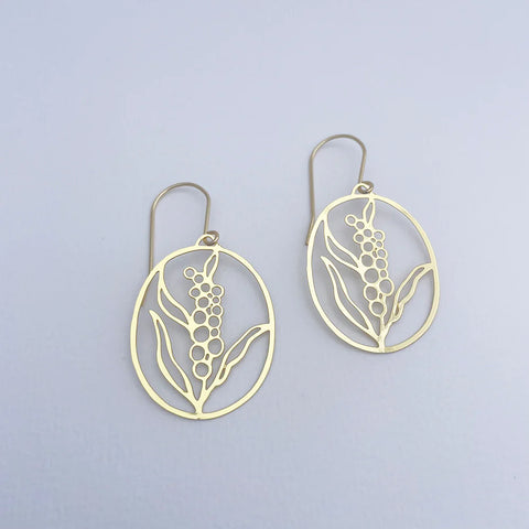 Mini Wattle Earring in Gold | Denzandco