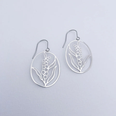Mini Wattle Earring in Silver | Denzandco