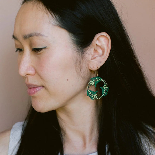 Wattle Wreath earrings in Black/Green/Yellow | Denzandco