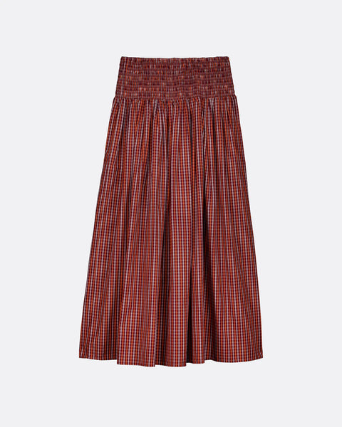 Weaver Skirt - Maroon Check | Kowtow