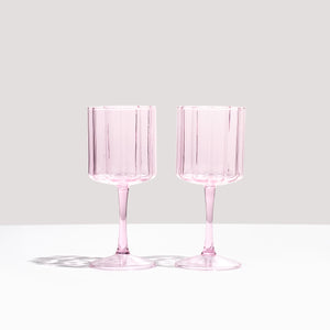 Wave Wine Glass Set | Pink | Fazeek
