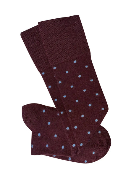 Dotty Long Merino Wool Socks | Tightology | Burgundy