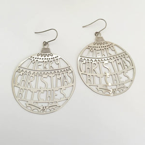 Merry Christmas Bitches Earring | Denzandco | Silver